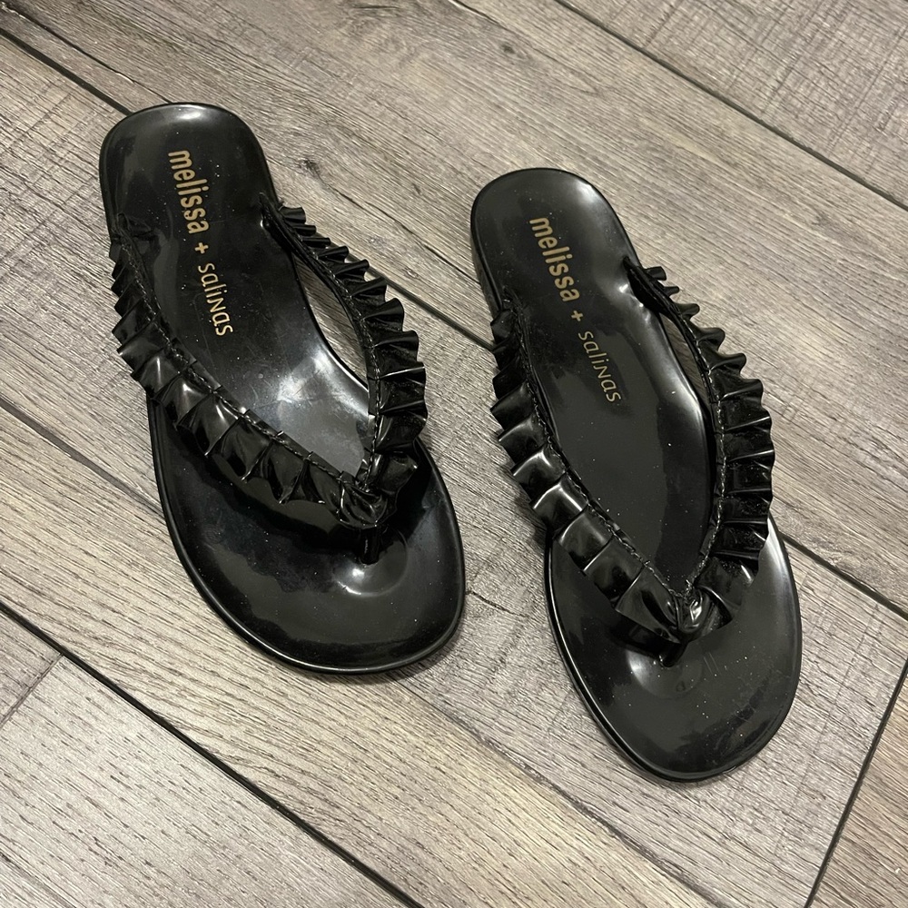 Melissa + Salinas Black Women's Sandals jelly flip flops size 38/7